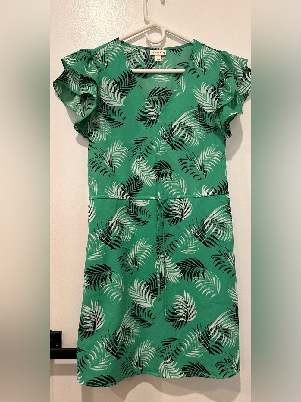 Maison Jules Green and Navy Tropical Print Dress